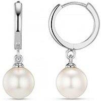 Orelia Pearl Drop Huggie Hoop Earrings