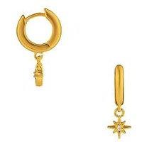 Orelia Pave Micro Starburst Huggie Hoop Earrings