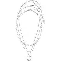 Orelia Open Circle Three Row Necklace