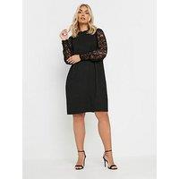 Yours Curve Lace Sleeve Dress - Black