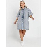 Yours Curve Denim Shirt Dress - Blue