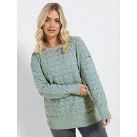 Yours Curve Pointelle Chenille Jumper - Light Blue