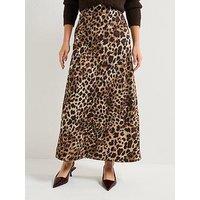 Only Chigo Ankle Satin Skirt - Leopard Print
