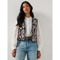 Jdy Printed Quilted Waistcoat Jacket - Black