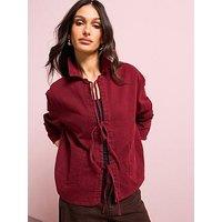 Only Tie Detail Jacket - Burgundy