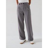 Jdy Tailored Asymmetric Button Trouser - Grey
