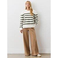 Finery Serena Stripe Sweater - Khaki