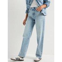 Only Ella Riley High Waist Straight Leg Jean - Light Blue