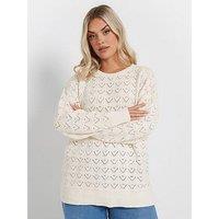 Yours Curve Pointelle Chenille Jumper - Ivory