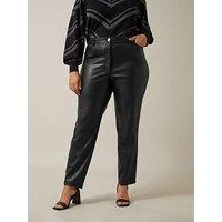 Evans Pu Straight Leg Trouser - Black