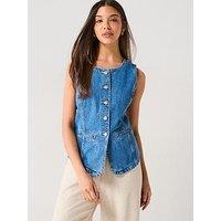 Only Sleeveless Denim Waistcoat - Blue