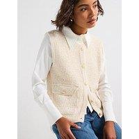 Only Celeste O-Neck Knitted Vest - Beige