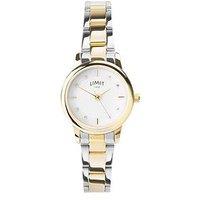 Limit Womens Two Tone Stainless Steel Bracelet With White Dial Analogue Watch
