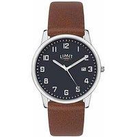 Limit Mens Modern Tan Polyurethane Strap With Blue Dial Analogue Watch
