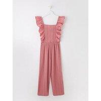 V By Very Girls Frill Textured Jumpsuit - Purple