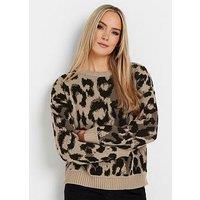 Long Tall Sally Leopard Print Jumper - Natural