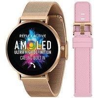 Reflex Active Series 42 Rose Gold Mesh And Pink Silicone Strap Amoled Ultra Slim Smart Calling Watch Set