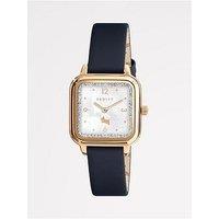 Radley Square Rose Gold Plated Ink Blue Leather Strap Watch