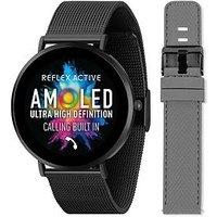 Reflex Active Series 42 Black Mesh And Grey Silicone Strap Amoled Ultra Slim Smart Calling Watch Set