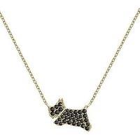 Radley 18Ct Gold Plated Sterling Silver Black Stone Set Jumping Dog Pendant Necklace