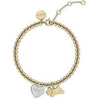 Radley 18Ct Gold Plated Bracelet With Jumping Dog And Heart Charms