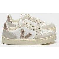 Veja Junior Small V-10 Laces Trainers - White/Pink