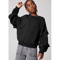 Smallsaints Girls Gracie Lace Sweat Top - Black