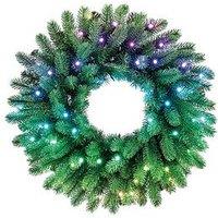 Twinkly Pre-Lit Wreath - 50 Rgb Led, Regal 24" Green Wire, Plug Type G