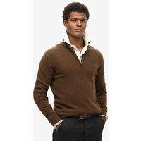 Superdry Original Knitted Quarter Zip Sweat Top - Brown