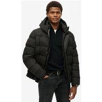 Superdry Hooded Microfibre Sports Padded Coat - Black