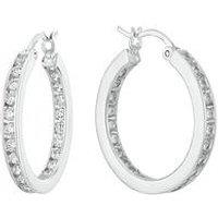 H. Samuel Sterling Silver Cubic Zirconia Channel Set Hoop Earrings