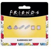Friends Tv Show Set Of 3 Earring Studs; Frame, Coffee Cup, & Logo