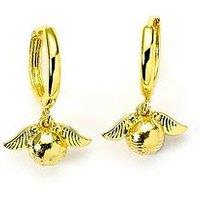 Harry Potter Golden Snitch Gold Tone Huggy Earrings