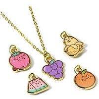 Pusheen The Cat Multi Charm Fruits Themed Necklace Set