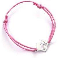 Barbie Sterling Silver Heart Friendship Pink Cord Bracelet