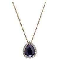 H. Samuel 9Ct Yellow Gold Sapphire And Diamond Pendant