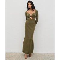 Pretty Lavish Corrine Gold Trim Cut Out Maxi Dress - Olive