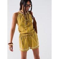 V By Very Stripe Tie Front Blouse Co-Ord - Brown