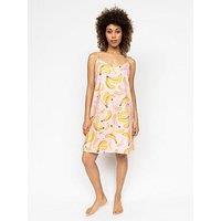 Cyberjammies Betsy Light Pink Banana Print Strappy Short Nightdress