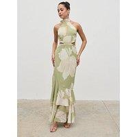 Pretty Lavish Nova Maxi Dress - Olive Floral