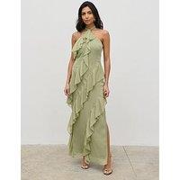 Pretty Lavish Aria Halterneck Ruffle Maxi Dress - Multi