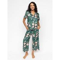 Cyberjammies Ivy Emerald Green Flamingo Print S/Slv Pyjama Set