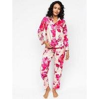 Cyberjammies Aria Peach Floral Print L/Slv Pyjama Set