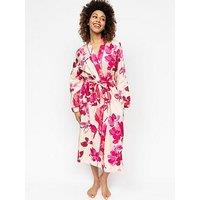 Cyberjammies Aria Peach Floral Print L/Slv Long Dressing Gown