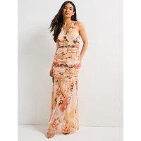 V By Very Fishtail Dropped Waist Printed Maxi Dress - Print