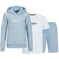 Jack & Jones Junior Boys Beau Hoodie, T-Shirt And Shorts Set - Chambray Blue