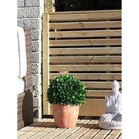 Scottish Everlastings Outdoor 34.5Cm Artificial Ball Topiary In Rustic Cement Pot