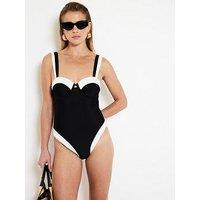 River Island Mono Structured Swimsuit - Black