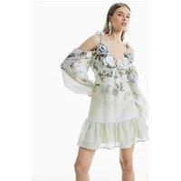 River Island 3D Floral Trimmed Sleeve Dress - Light
