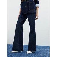 River Island Wide Leg Jean - Dark Denim - Blue